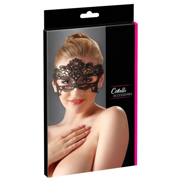 Cottelli - Bestickte Spitzen-Augenmaske (schwarz)