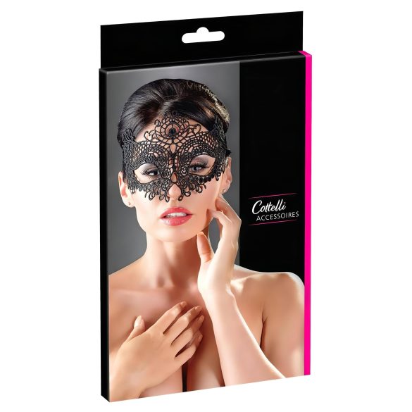 Cottelli - Stickerei, spitzenartige Maske (schwarz)