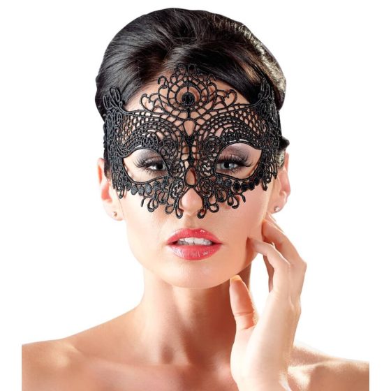 Cottelli - Bestickte Maske mit Spitzen-Effekt (Schwarz)