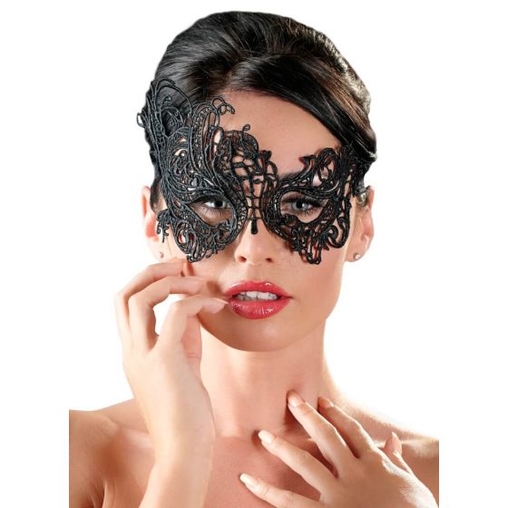 Cottelli - Bestickte, asymmetrische Maske (schwarz)