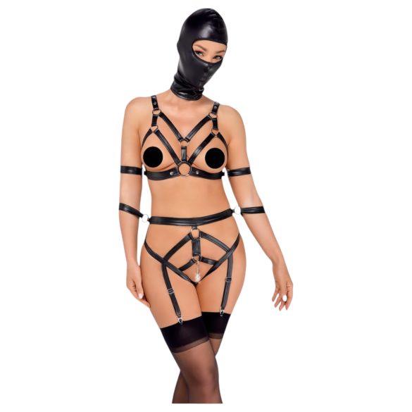 Bad Kitty - Körpergeschirr-Set & Maske (schwarz) - S