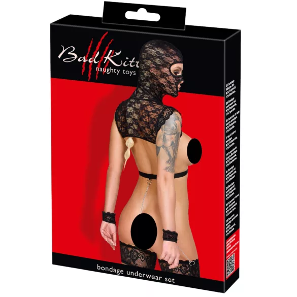 Bad Kitty - Spitzen-BDSM-Set (schwarz) - M
