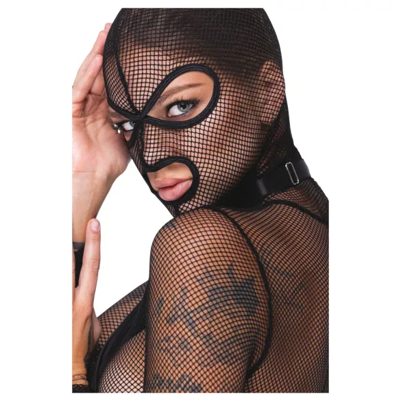 Bad Kitty - BDSM Transparentes Netz-Set mit Peitsche (Schwarz) - M