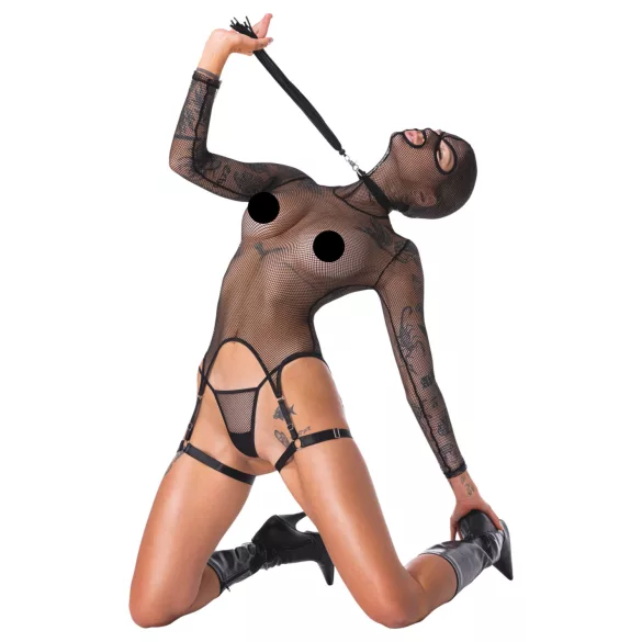 Bad Kitty - BDSM Transparentes Netz-Set mit Peitsche (Schwarz) - M