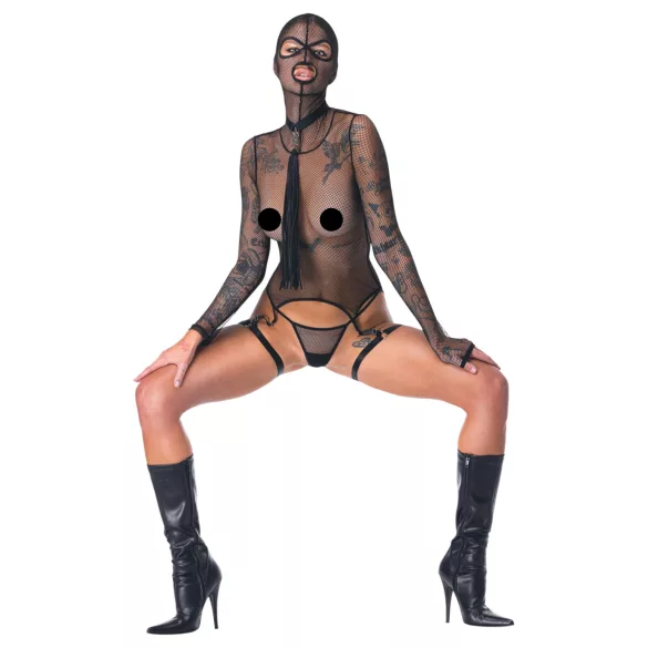 Bad Kitty - BDSM Transparentes Netz-Set mit Peitsche (Schwarz) - L