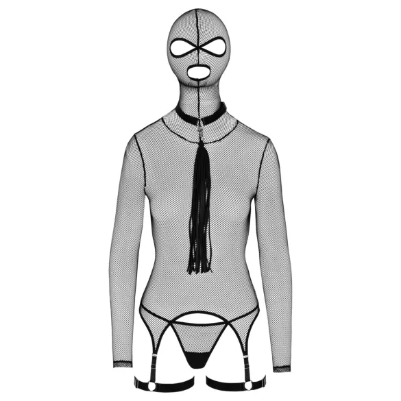 Bad Kitty - BDSM Transparentes Netz-Set mit Peitsche (Schwarz) - L