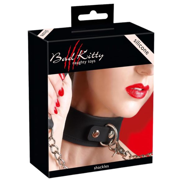 Bad Kitty - Silikon Halsband & Leine (schwarz)