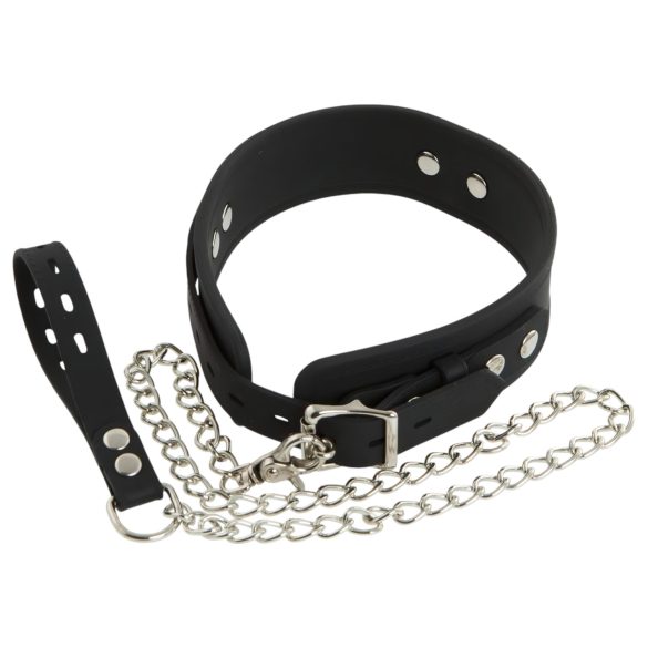 Bad Kitty - Silikon Halsband & Leine (schwarz)