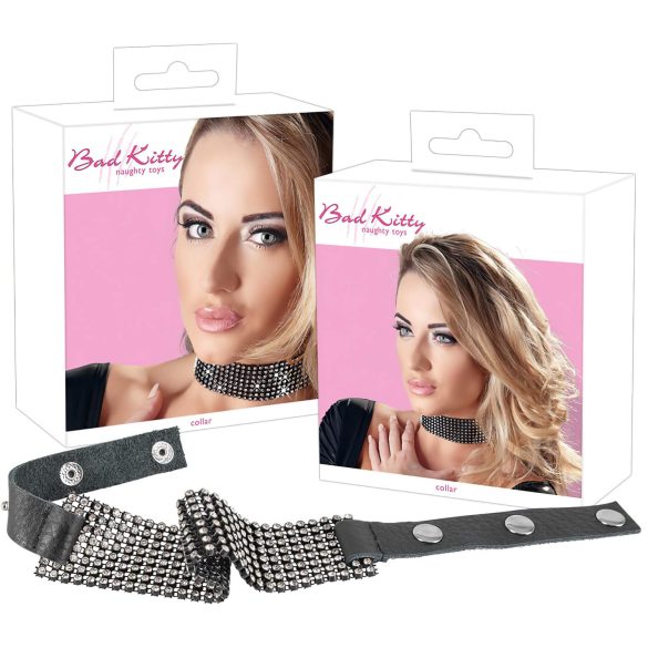 Bad Kitty - Schwarzes Strasshalsband