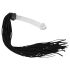 Bad Kitty - Lederpeitsche mit gläsernem Dildo (transparent-schwarz)