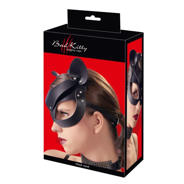 Bad Kitty - Kunstleder-Strass-Katzenmaske - Schwarz (S-L)