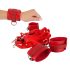 Bad Kitty - Rotes Bettfessel-Set aus Kunstleder mit Klettverschluss