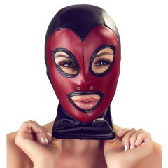   Bad Kitty - herzförmige, glänzende Maske - schwarz-rot (S-L)