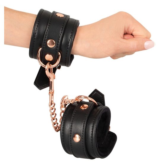 Bad Kitty - Handschellen mit Kette (schwarz-roségold)