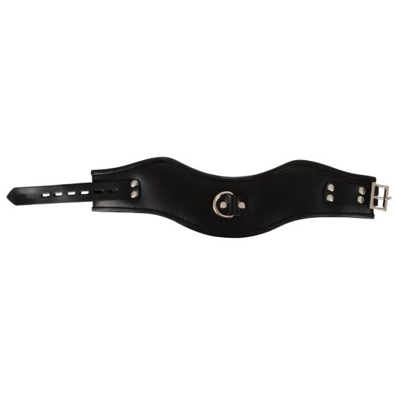 Bad Kitty - Lederimitat Halsband mit Ring (Schwarz)