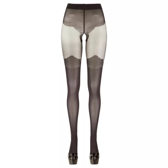 Cottelli - gemusterte, offene Strumpfhose (schwarz) - 2/S