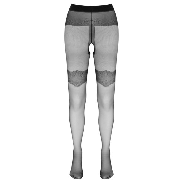 Cottelli - exklusive gemusterte, offene Strümpfe (schwarz) - 5