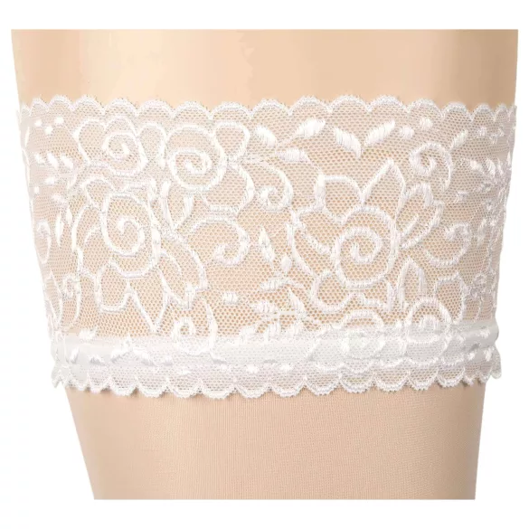 Cottelli - Satin Halterlose Strümpfe (weiß) - 4/L