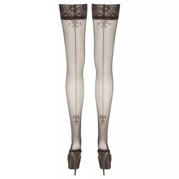 Cottelli - Lilienmuster, gestreifte Strümpfe (schwarz)