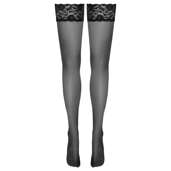 Cottelli - Halterlose Strümpfe mit Spitzenabschluss (schwarz) - 5