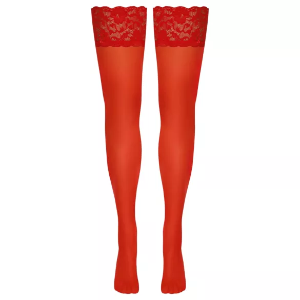 Cottelli - Spitze Strümpfe mit Blumenmuster (rot) - 4/L