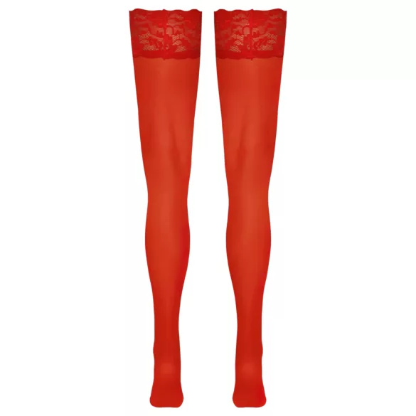 Cottelli - Spitze Strümpfe mit Blumenmuster (rot) - 4/L