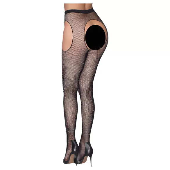 Cottelli Legwear - Offene, glänzende Strümpfe - Schwarz (S-L)