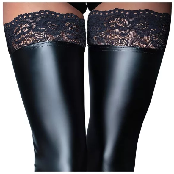 Noir - Spitze glänzende Halterlose (schwarz) - L