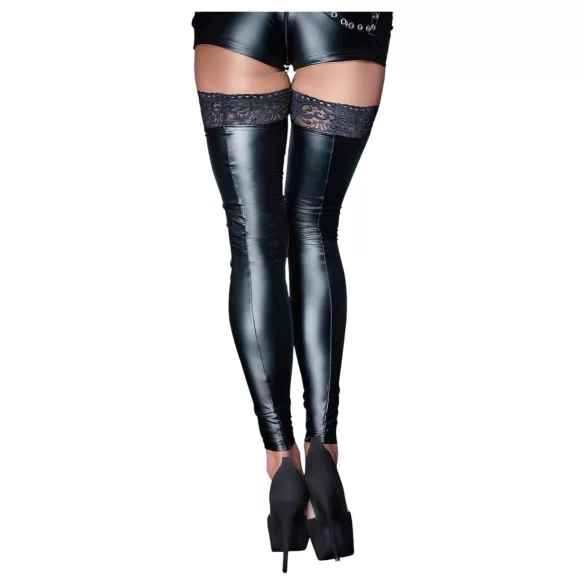 Noir - Spitze glänzende Halterlose (schwarz) - XL