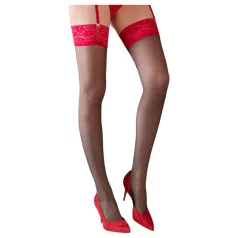 Cottelli - Strapsstrümpfe rot Spitze (schwarz) - 4