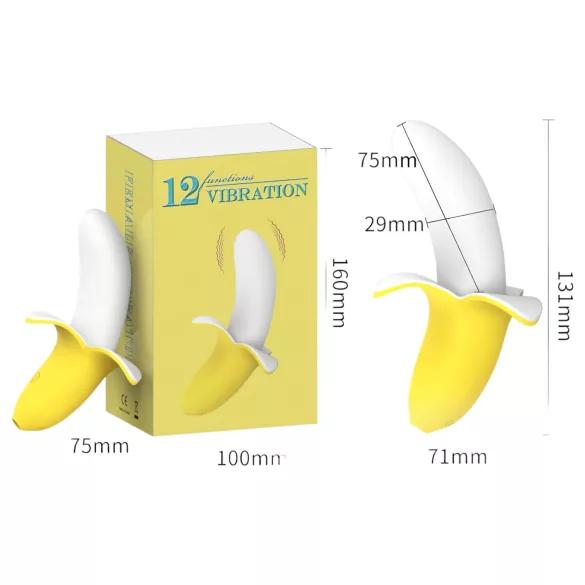 Lonely - Akku, wasserdichter Bananen-Vibrator (gelb-weiß)