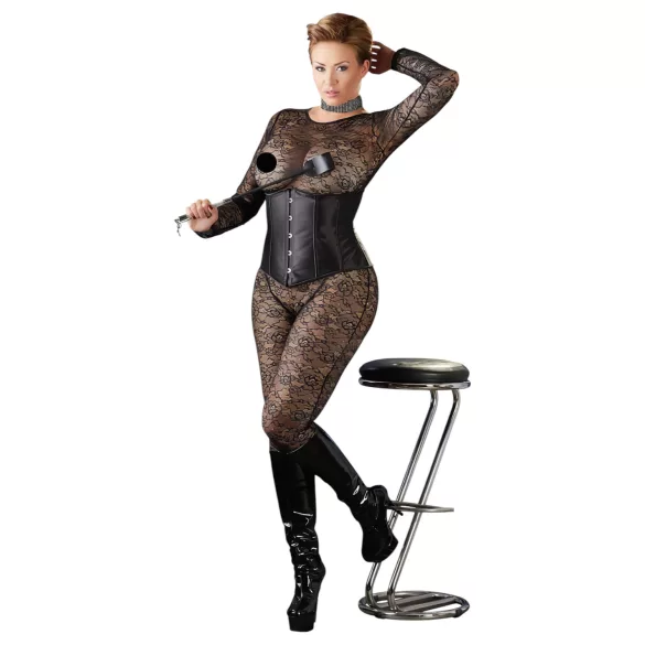 Cottelli Plus Size - Satin Korsett (schwarz) - 3XL