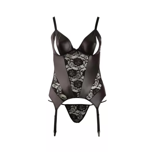 Cottelli - Feminines Blumenoberteil für Kurven (Schwarz) - XXXXL