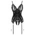 Cottelli - Spitzen-Top mit offenem Design und Tanga (schwarz) - M