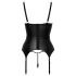 Abierta Fina - Hebe-Top mit Strumpfhalter (schwarz)