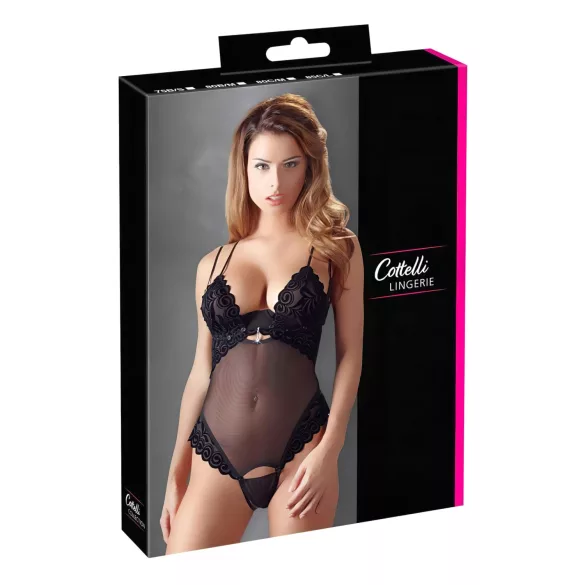 Cottelli - Samtiger, vielseitiger Body (schwarz)