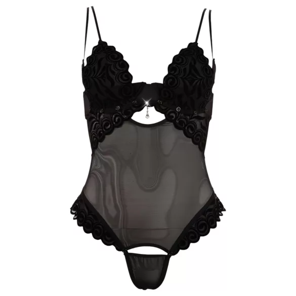 Cottelli - Samtiger, vielseitiger Body (schwarz) - 80B/M
