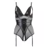 Cottelli Bondage - glänzender Body mit Handschellen (schwarz) - XL