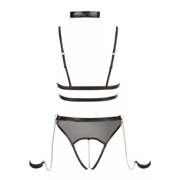 Cottelli Bondage - Strappy Open-Body mit Ketten (Schwarz)
