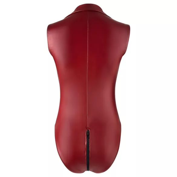 Cottelli Party - glänzender, ärmelloser Body mit Reißverschluss (rot) - M