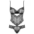 Obsessive Alluria - Blumen-Spitzenbody (schwarz)