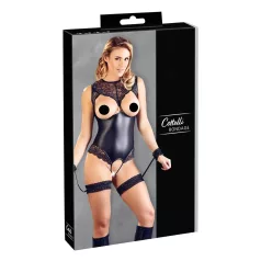   Cottelli Bondage - Glänzender Offener Body & Handfesseln (Schwarz) - M