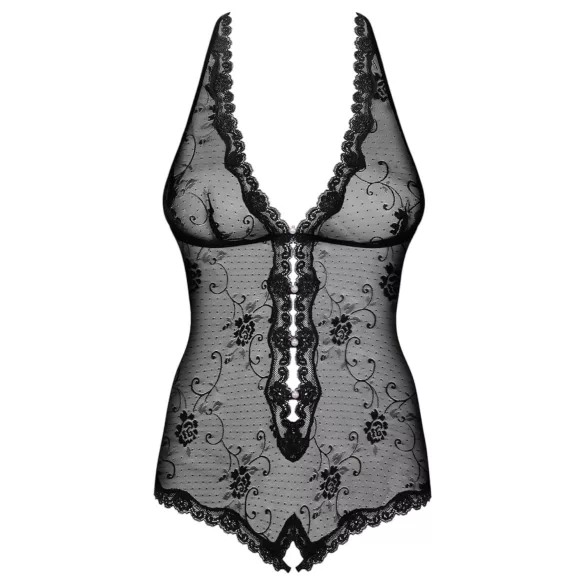 Obsessive Fiorenta - Perlen, offen, Spitzenbody (schwarz)