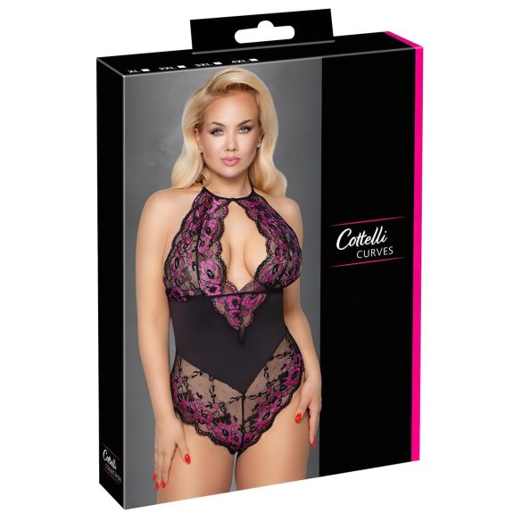 Cottelli Plus Size - Blumenkörper, schwarz-lila