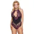 Cottelli Plus Size - Blumen-Body (schwarz-lila)