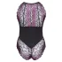 Cottelli Plus Size - Blumen-Body (schwarz-lila)