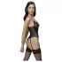 Cottelli - Strumpfhalter, Spitzen-Body mit offenem Design (schwarz) - XL