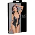 Cottelli Bondage - Glänzender, offener Body mit Ringen (schwarz) - M