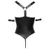 Cottelli Bondage - Glänzender, offener Body mit Ringen (schwarz) - M