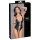 Cottelli Bondage - Glänzender, offener Body mit Ringen (schwarz) - L